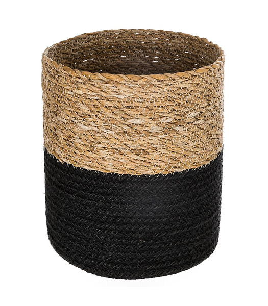 ATMOSPHERA - Set de 4 Paniers de rangement en Jute et Seagrass noir  et naturel - large