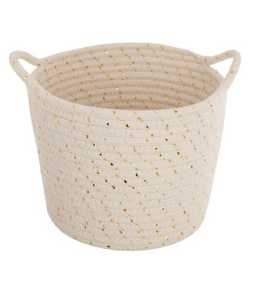 ATMOSPHERA - Lot de 3 Paniers de rangement blanc ivoire et doré chambre enfant - large