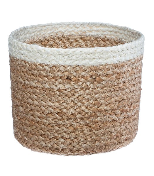 ATMOSPHERA - Set de 3 Paniers de rangement en Jute Naturel et Blanc - large