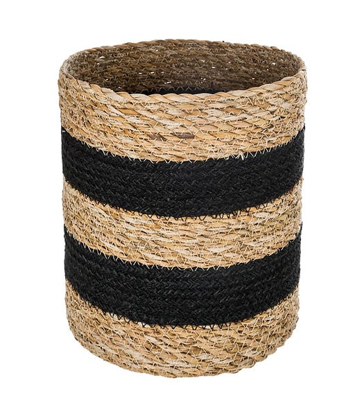 ATMOSPHERA - Set de 4 Paniers de rangement en Jute et Seagrass noir  et naturel - large