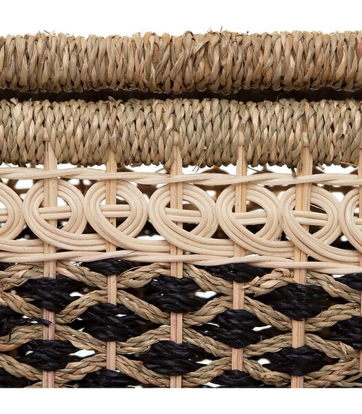 ATMOSPHERA - Set de 8 Paniers de rangement en Seagrass Beige et Noir - large