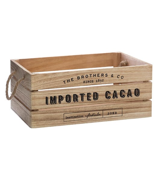 ATMOSPHERA - Lot de 3 Caisses de rangement Cagettes en Bois naturel et Corde - large