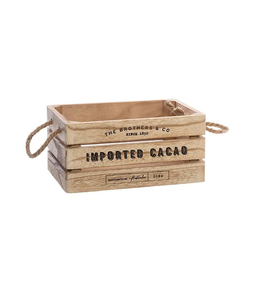 ATMOSPHERA - Lot de 3 Caisses de rangement Cagettes en Bois naturel et Corde - large