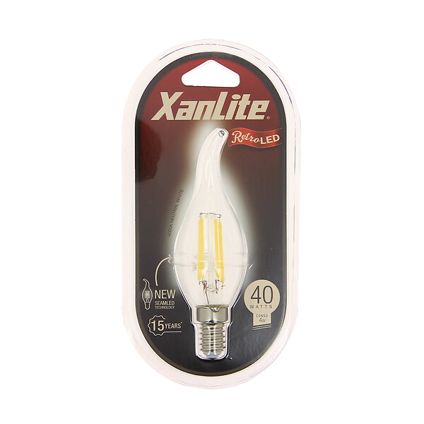 XANLITE - Ampoule Filament LED Coup de vent Transparent, culot E14 250LM 4000K - large
