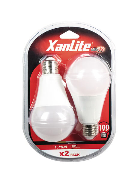 XANLITE - Lot de 2 ampoules LED A60 verre Blanc neutre E27 - large