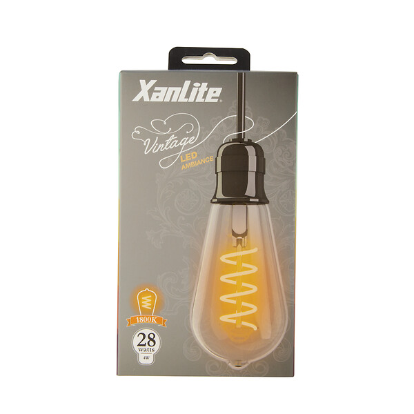 XANLITE - Ampoule LED déco verre ST64 Vintage - Blanc très chaud - 4W - large