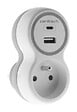 ZENITECH - Prise 16A avec 2 chargeurs USB Blanc Gris - vignette