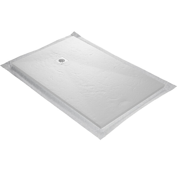 U-TILE - Receveur de douche blanc 140 x 90 cm en résine aspect ardoise - grille carrée - large