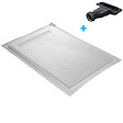 U-TILE - Receveur de douche blanc 150 x 100 cm en résine aspect ardoise - grille caniveau - vignette