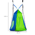 OUTSUNNY - Balançoire nid d'oiseau ronde balançoire panier Ø 1 x 1,8H m - tente amovible incluse - 4 anneaux inclus métal époxy Oxford haute densité bleu vert - vignette