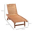 OUTSUNNY - Bain de soleil transat style colonial dossier réglable 3 positions roulettes tablette support bois sapin pré-huilé - vignette