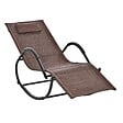 OUTSUNNY - Chaise longue à bascule rocking chair design contemporain dim. 160L x 61l x 79H cm métal textilène brun - vignette