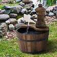 OUTSUNNY - Fontaine de jardin tonneau pompe à eau submersible incluse Ø 27 x 37H cm bois de pin marron - vignette