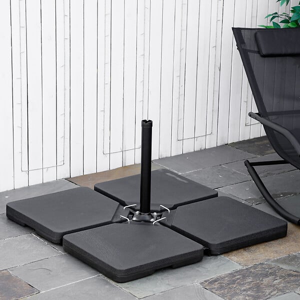 OUTSUNNY - Pied de parasol lot de 4 dalles pour parasol à lester dim. tot. 100L x 100l x 6,8H cm HDPE surface granuleuse noir - large