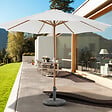 OUTSUNNY - Pied de parasol rond base de lestage Ø 48 x 34H cm ciment HDPE motif fleurs de lys poids net 13 Kg noir doré - vignette