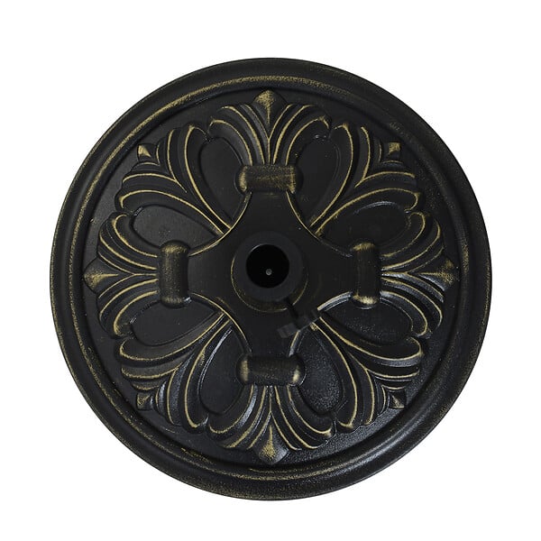 OUTSUNNY - Pied de parasol rond base de lestage Ø 48 x 34H cm ciment HDPE motif fleurs de lys poids net 13 Kg noir doré - large