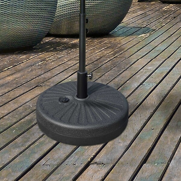 OUTSUNNY - Pied de parasol rond base de lestage parasol Ø 51 x 30H cm HDPE motif rosace surface texturée noir - large