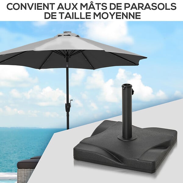 OUTSUNNY - Pied de parasol base de lestage parasol carré dim. 41,5L x 41,5I x 35H cm poids net 20 Kg ciment HDPE noir - large