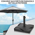 OUTSUNNY - Pied de parasol base de lestage parasol carré dim. 41,5L x 41,5I x 35H cm poids net 20 Kg ciment HDPE noir - vignette