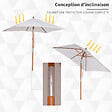 OUTSUNNY - Parasol rectangulaire inclinable bois polyester haute densité 2L x 1,5l x 2,3H m crème - vignette
