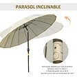 OUTSUNNY - Parasol inclinable rond avec manivelle métal fibre de verre Ø 2,55 m polyester haute densité beige - vignette