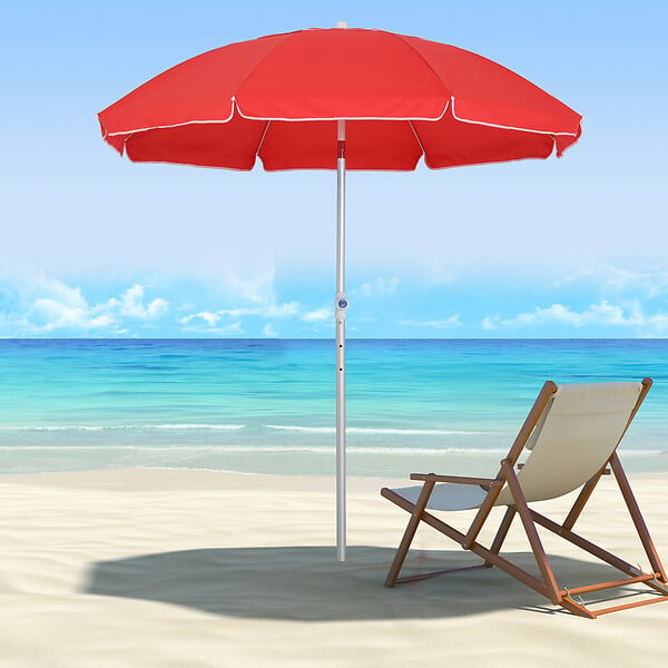 OUTSUNNY - Parasol inclinable octogonal Ø 190 cm tissu polyester haute densité anti-UV hauteur réglable mât alu sac de transport inclus rouge - large