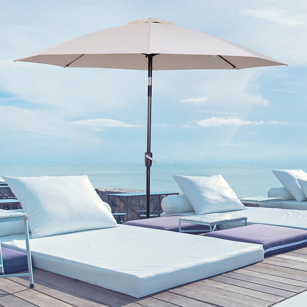 OUTSUNNY - Parasol inclinable aluminium fibre de verre polyester diamètre 2,65 m coloris crème - large