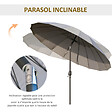 OUTSUNNY - Parasol inclinable rond avec manivelle métal fibre de verre Ø 2,55 m polyester haute densité gris - vignette