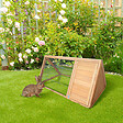 PAWHUT - Clapier triangulaire de sol enclos extérieur niche double porte dim. 116L x 62l x 53H cm bois massif pin - vignette