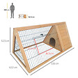PAWHUT - Clapier triangulaire de sol enclos extérieur niche double porte dim. 116L x 62l x 53H cm bois massif pin - vignette