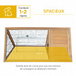 PAWHUT - Clapier triangulaire de sol enclos extérieur niche double porte dim. 116L x 62l x 53H cm bois massif pin - vignette