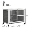 PAWHUT - Clapier à lapin sur roulettes cage à lapin 2 niveaux toit ouvrant verrouillable plateau déjection coulissant rampe niche bois de sapin gris blanc - vignette