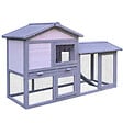 PAWHUT - Clapier cage à lapins rongeurs 2 niveaux 3 portes verrouillables tiroir à déjection toit intégral bitumé 147L x 54l x 84H cm bois massif pin gris blanc - vignette