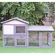 PAWHUT - Clapier cage à lapins rongeurs 2 niveaux 3 portes verrouillables tiroir à déjection toit intégral bitumé 147L x 54l x 84H cm bois massif pin gris blanc - vignette