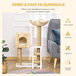 PAWHUT - Arbre à chat style cosy chic griffoirs quenouille échelle niche panier 2 coussins inclus peluche courte polyester haute densité crème beige - vignette