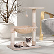 PAWHUT - Arbre à chat 3 griffoirs grattoirs sisal naturel plateforme hamac et boule suspendue dim. 50L x 36l x 70H cm peluche haute densité 220 g/m² beige - vignette
