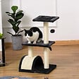 PAWHUT - Arbre à chat griffoir grattoir design jeu boule suspendue 2 plateformes peluche sisal naturel gris - vignette