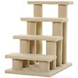 PAWHUT - Escalier pour chat - escalier pour chien - 4 marches - revêtement flanelle grande douceur haute densité - structure panneaux particules - beige - vignette