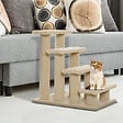 PAWHUT - Escalier pour chat - escalier pour chien - 4 marches - revêtement flanelle grande douceur haute densité - structure panneaux particules - beige - vignette