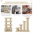 PAWHUT - Escalier pour chat - escalier pour chien - 4 marches - revêtement flanelle grande douceur haute densité - structure panneaux particules - beige - vignette
