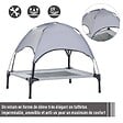 PAWHUT - Lit pour chien chat sur pieds lit de camp lit surélevé rafraîchissant velum anti-UV Oxford micro-perforé parasol et sac de transport inclus dim. 61L x 46l x 61H cm gris noir - vignette