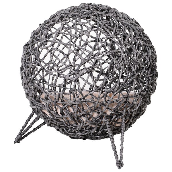 PAWHUT - PawHut Panier chat lit chat cosy grand confort dim. Ø 52 x 58H cm coussin moelleux beige inclus résine tressée imitation rotin gris - large