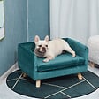 PAWHUT - Canapé chien lit pour chien design scandinave coussin moelleux pieds bois massif dim. 64 x 45 x 36 cm velours bleu canard - vignette