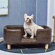 PAWHUT - Canapé chien lit pour chien chat avec rebord coussin moelleux pieds bois massif dim. 74 x 48,5 x 31 cm revêtement micro-fibre chocolat - vignette