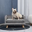 PAWHUT - Canapé chien lit pour chien design scandinave coussin moelleux pieds bois massif dim. 64 x 45 x 36 cm velours gris - vignette