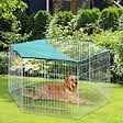 PAWHUT - PawHut Parc enclos modulable Acier 6 Panneaux et 1 Porte pour Chiens Ø 120 x 60 cm Gris Métal vert - vignette