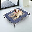 PAWHUT - Lit sur pieds XXL pour chien chat lit de camp animal lit surélevé tissu oxford textilène micro-perforé 92L x 76l x 18H cm bleu marine - vignette