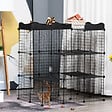 PAWHUT - Cage parc enclos chat modulable dim. L105 x l70 x H105 cm 3 niveaux 2 portes rampe plateformes PE motif graphique fil métallique noir - vignette