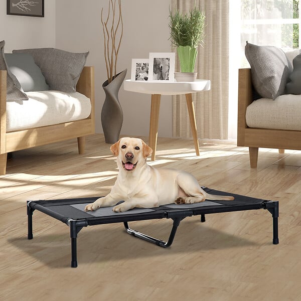 PAWHUT - Lit sur pieds pour chien chat lit de camp animal lit surélevé Oxford textilène micro-perforé dim. 92L x 76l x 18H cm noir - large