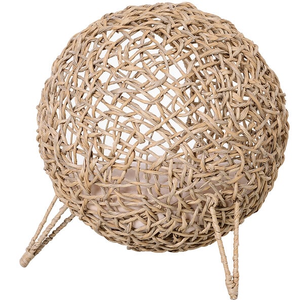 PAWHUT - PawHut Panier chat lit chat cosy grand confort dim. Ø 52 x 58H cm coussin moelleux inclus résine tressée imitation rotin beige - large